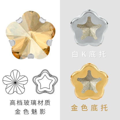 10mm Golden White K Claws Sewing Glass Flower Shape Crystal Rhinestones For Clothing Jewelry Making