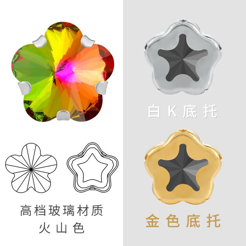 10mm Golden White K Claws Sewing Glass Flower Shape Crystal Rhinestones For Clothing Jewelry Making