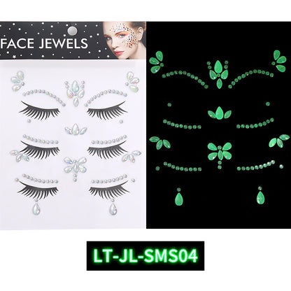 Luminous Gemstone Eye Sticker Decoration Face Gemstone Jewelry Crystal Rhinestone Sticker