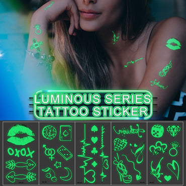 Luminous Tattoo Stickers - Glow in The Dark Temporary Tattoos for Party and Festival