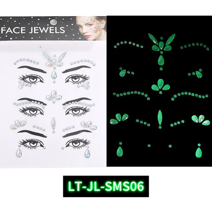 Luminous Gemstone Eye Sticker Decoration Face Gemstone Jewelry Crystal Rhinestone Sticker