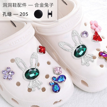 Alloy Animal Rabbit Shape Rhinestone Diy Hole Shoe Accessories Removable Shoe Buckle Shoe Flower Handmade