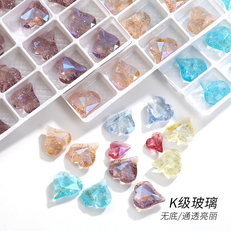【ready stock】Gemstone jewelry New Design Luxury Sweet Heart IC Series K9 Glass Pointback Rhinestone For Clothing