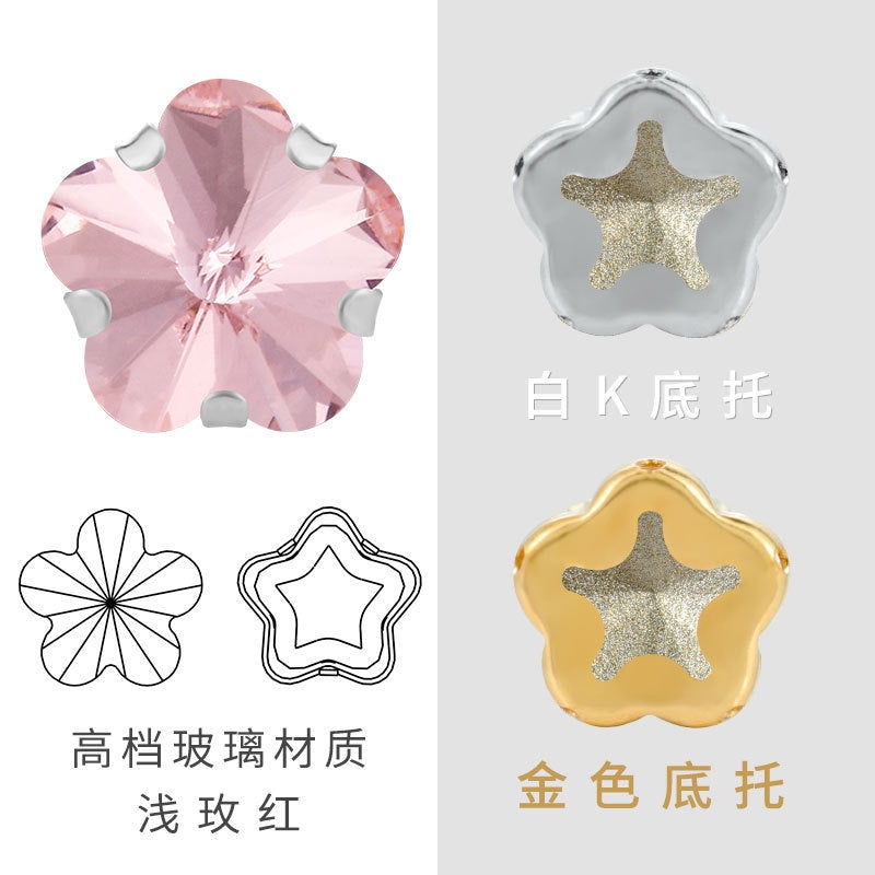 10mm Golden White K Claws Sewing Glass Flower Shape Crystal Rhinestones For Clothing Jewelry Making