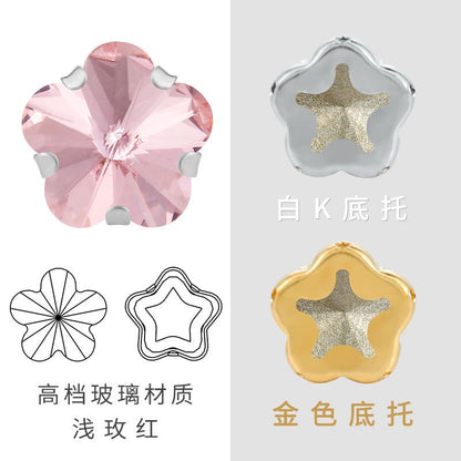10mm Golden White K Claws Sewing Glass Flower Shape Crystal Rhinestones For Clothing Jewelry Making