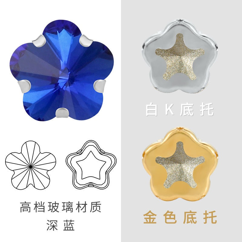 10mm Golden White K Claws Sewing Glass Flower Shape Crystal Rhinestones For Clothing Jewelry Making