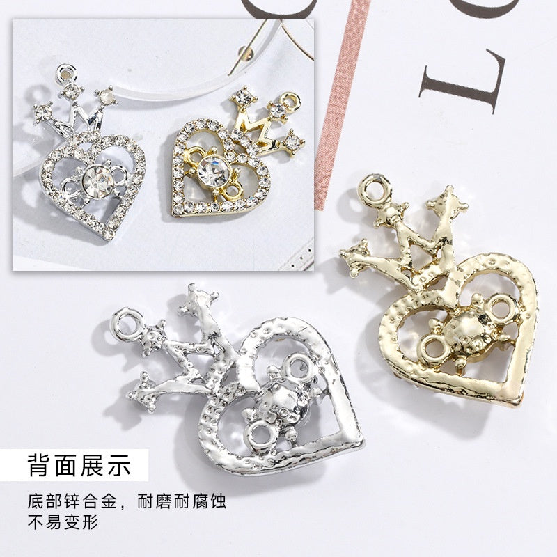 Small fragrant style metal rhinestone crown heart fashion luxury pendant girl