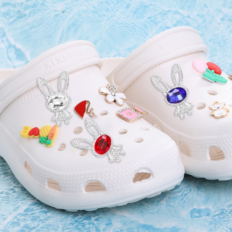 Alloy Animal Rabbit Shape Rhinestone Diy Hole Shoe Accessories Removable Shoe Buckle Shoe Flower Handmade