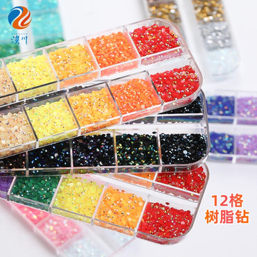 12 Grid Resin Rhinestone Jelly Color Resin Rhinestone Nude Rhinestone Nail Art Nail Patch