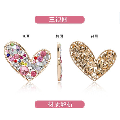 Heart-shaped Alloy Full of Drill Rhinestones Handmade DIY Phone Case Accessories Decoration
