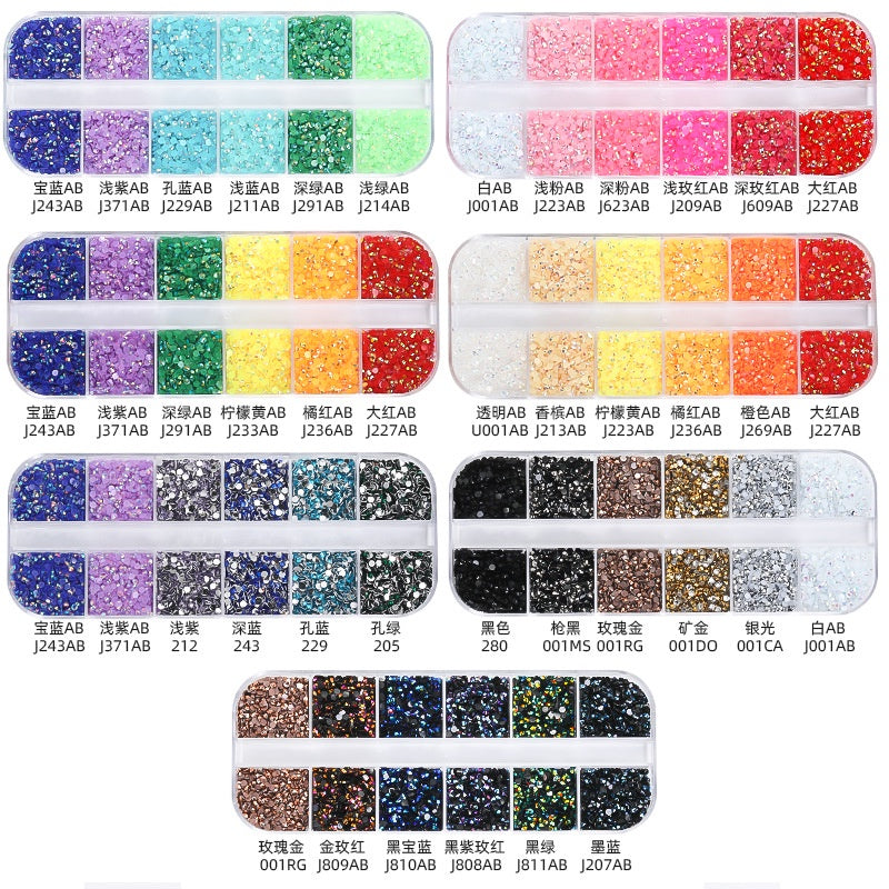 12 Grid Resin Rhinestone Jelly Color Resin Rhinestone Nude Rhinestone Nail Art Nail Patch