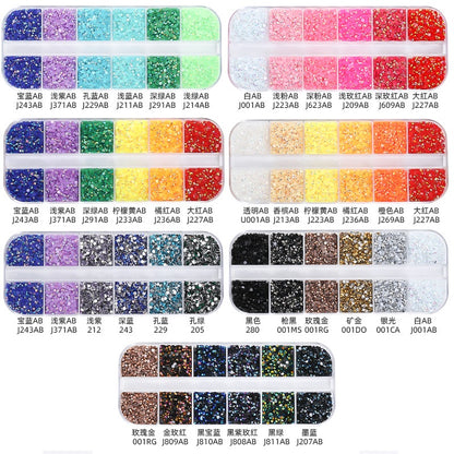 12 Grid Resin Rhinestone Jelly Color Resin Rhinestone Nude Rhinestone Nail Art Nail Patch