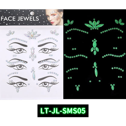 Luminous Gemstone Eye Sticker Decoration Face Gemstone Jewelry Crystal Rhinestone Sticker