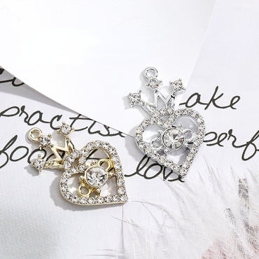 Small fragrant style metal rhinestone crown heart fashion luxury pendant girl