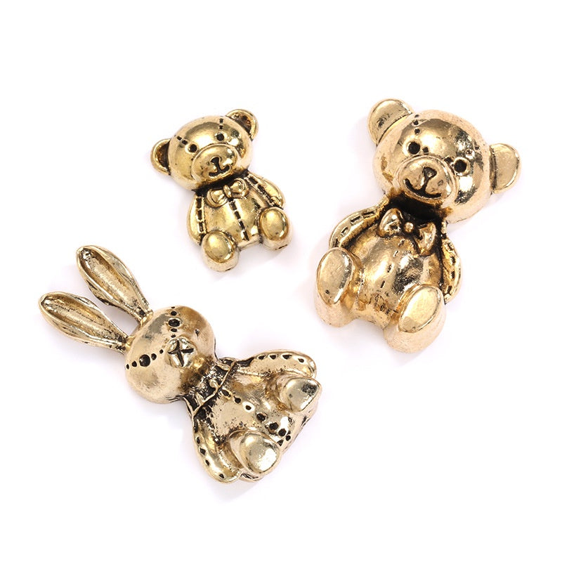 Retro Accessories Zinc Alloy Gold Rabbit Bear Shape DIY Handmade Hair Accessories Phone Case