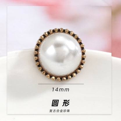 5pcs Korean Style Diy Handmade Alloy Accessories Vintage Round Drop Pearl Alloy Buckle Hairpin