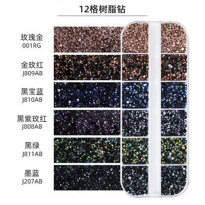 12 Grid Resin Rhinestone Jelly Color Resin Rhinestone Nude Rhinestone Nail Art Nail Patch
