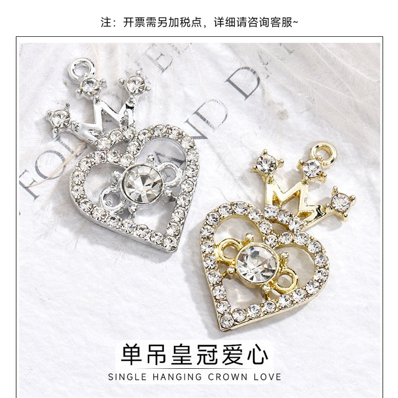 Small fragrant style metal rhinestone crown heart fashion luxury pendant girl