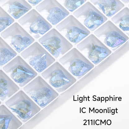【ready stock】Gemstone jewelry New Design Luxury Sweet Heart IC Series K9 Glass Pointback Rhinestone For Clothing