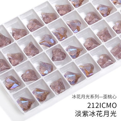 【ready stock】Gemstone jewelry New Design Luxury Sweet Heart IC Series K9 Glass Pointback Rhinestone For Clothing
