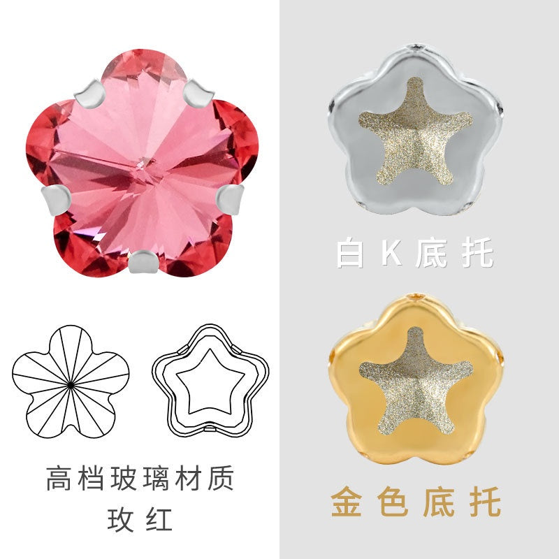 10mm Golden White K Claws Sewing Glass Flower Shape Crystal Rhinestones For Clothing Jewelry Making