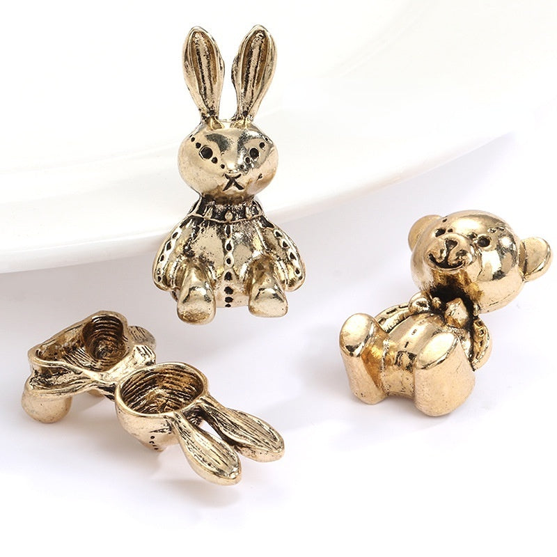 Retro Accessories Zinc Alloy Gold Rabbit Bear Shape DIY Handmade Hair Accessories Phone Case