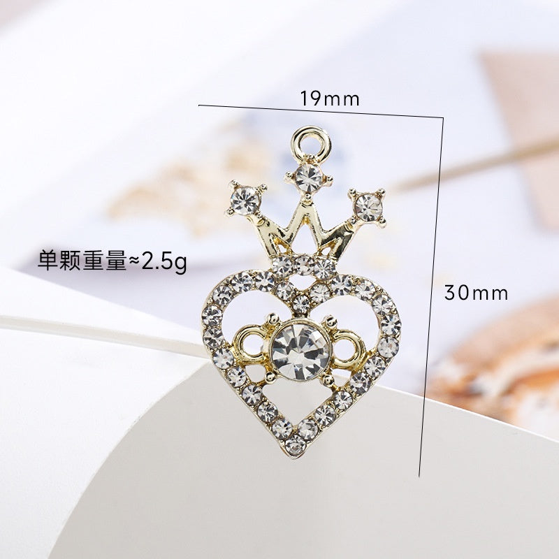 Small fragrant style metal rhinestone crown heart fashion luxury pendant girl