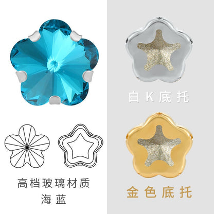 10mm Golden White K Claws Sewing Glass Flower Shape Crystal Rhinestones For Clothing Jewelry Making