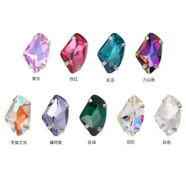 【ready stock】Accessories for jewelry Gemstone jewelry Hot Sell K9 Glass Galactic Sew On Crystal Rhinestones With Setting Copper Claw Stone For Women Dress