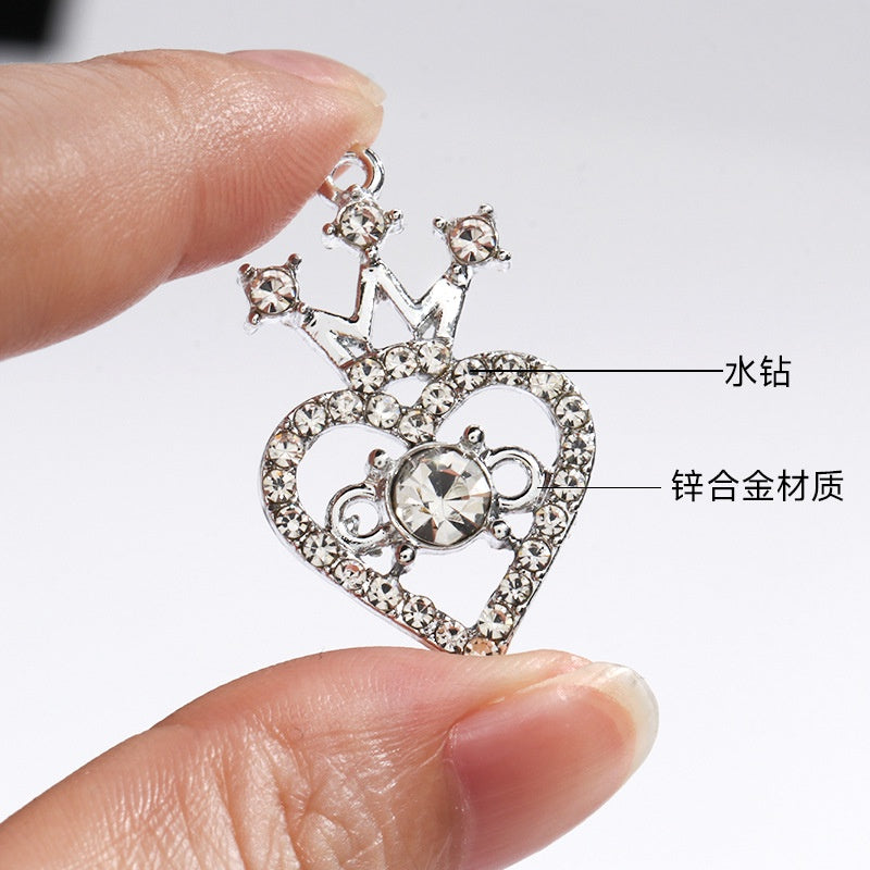 Small fragrant style metal rhinestone crown heart fashion luxury pendant girl