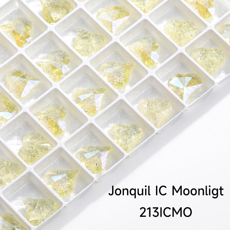 【ready stock】Gemstone jewelry New Design Luxury Sweet Heart IC Series K9 Glass Pointback Rhinestone For Clothing