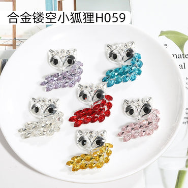 【ready stock】New Zinc Alloy Animal Opal Fox Crystal Glass Rhinestones DIY Brooch Accessories Crafts Bags Shoes
