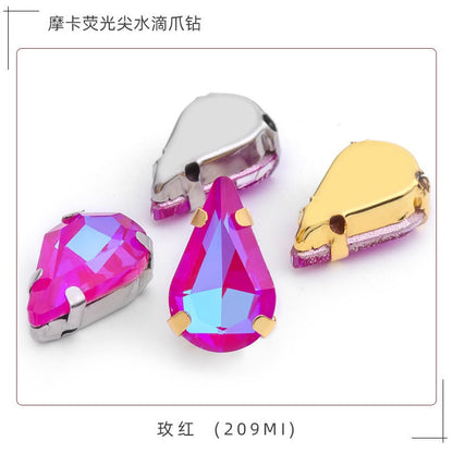 TonyBead 10pcs Drop Shape Mocha Aurora Series K9 Crystal Sew on Stones for Garment Shoes Bag Decoration
