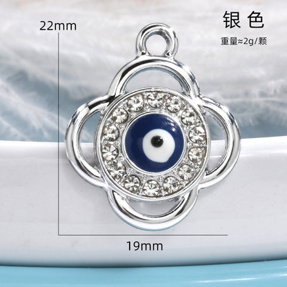 Four-leaf Clover Devil's Eye Diy Alloy Rhinestone Pendant  Jewelry Necklace Bracelet Accessories