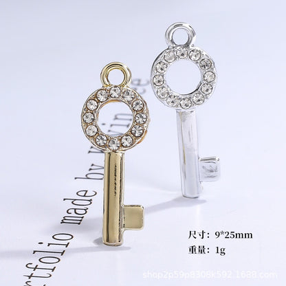 Lock-shaped Key Pendant Fashion Pendant Diy Necklace Lock Earrings Small Pendant Bone Chain Phone Case Stickers
