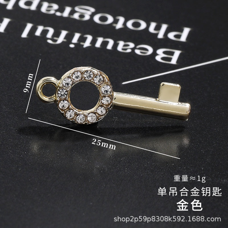 Lock-shaped Key Pendant Fashion Pendant Diy Necklace Lock Earrings Small Pendant Bone Chain Phone Case Stickers
