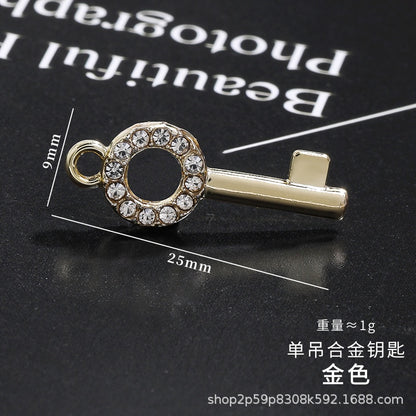 Lock-shaped Key Pendant Fashion Pendant Diy Necklace Lock Earrings Small Pendant Bone Chain Phone Case Stickers
