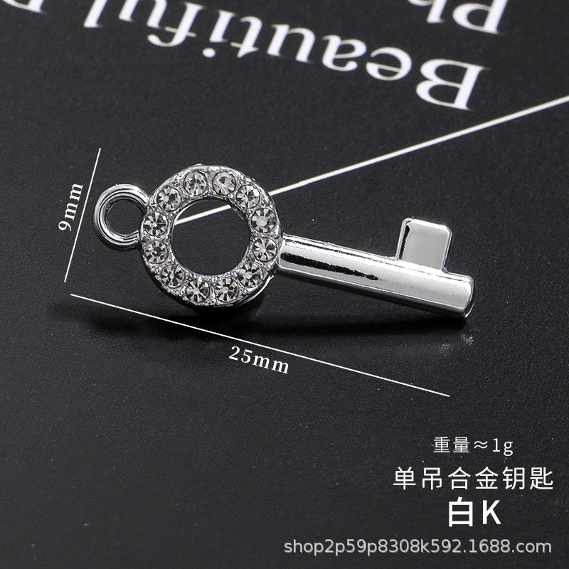Lock-shaped Key Pendant Fashion Pendant Diy Necklace Lock Earrings Small Pendant Bone Chain Phone Case Stickers