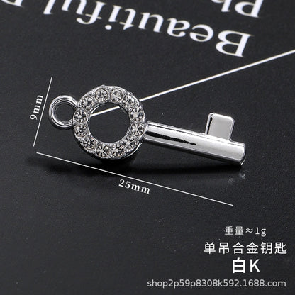 Lock-shaped Key Pendant Fashion Pendant Diy Necklace Lock Earrings Small Pendant Bone Chain Phone Case Stickers