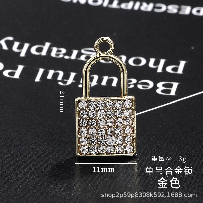 Lock-shaped Key Pendant Fashion Pendant Diy Necklace Lock Earrings Small Pendant Bone Chain Phone Case Stickers