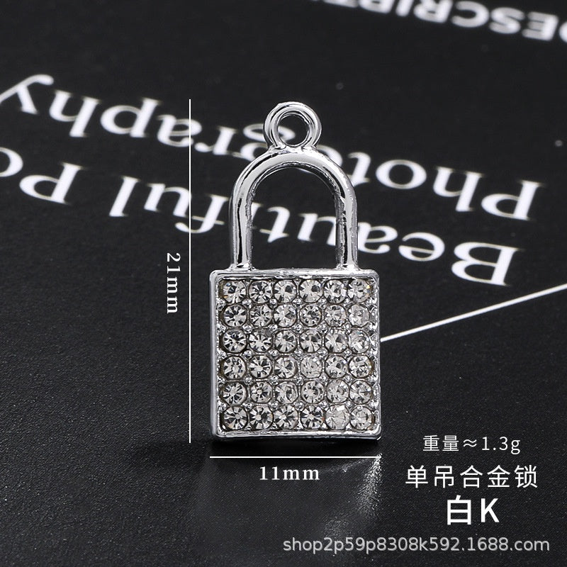 Lock-shaped Key Pendant Fashion Pendant Diy Necklace Lock Earrings Small Pendant Bone Chain Phone Case Stickers