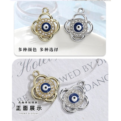 Four-leaf Clover Devil's Eye Diy Alloy Rhinestone Pendant  Jewelry Necklace Bracelet Accessories