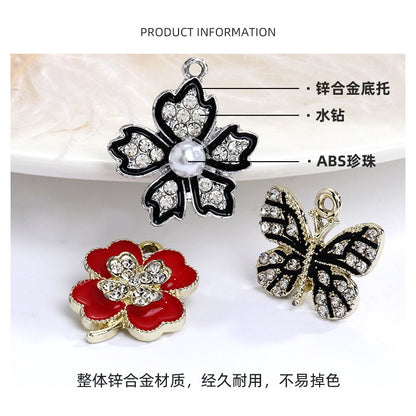 Four-leaf Clover Single Hanging Necklace Pendant Pentagram Butterfly DIY Alloy Accessories Phone Case Back Sticker Keychain