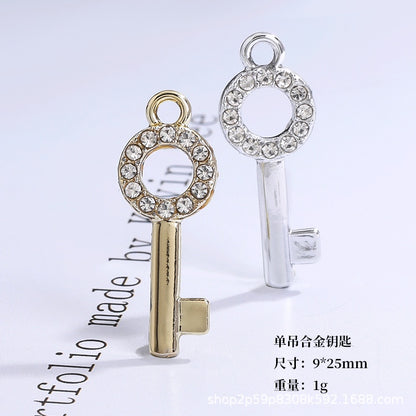Lock-shaped Key Pendant Fashion Pendant Diy Necklace Lock Earrings Small Pendant Bone Chain Phone Case Stickers