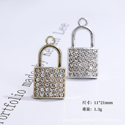 Lock-shaped Key Pendant Fashion Pendant Diy Necklace Lock Earrings Small Pendant Bone Chain Phone Case Stickers