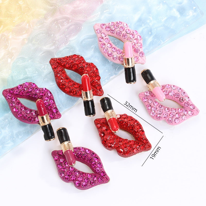 Sexy Red Lip Diy Jewelry Accessories Phone Case Stickers Diamond Material Accessories