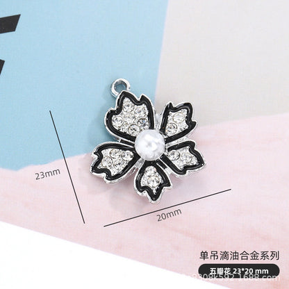 Four-leaf Clover Single Hanging Necklace Pendant Pentagram Butterfly DIY Alloy Accessories Phone Case Back Sticker Keychain