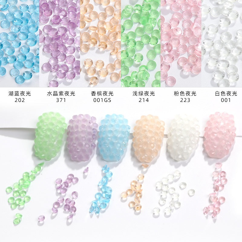 Glow In Dark Luminous Resin Round Rhinestone Flatback Colorful Nail Art Rhinestone for Phone Case