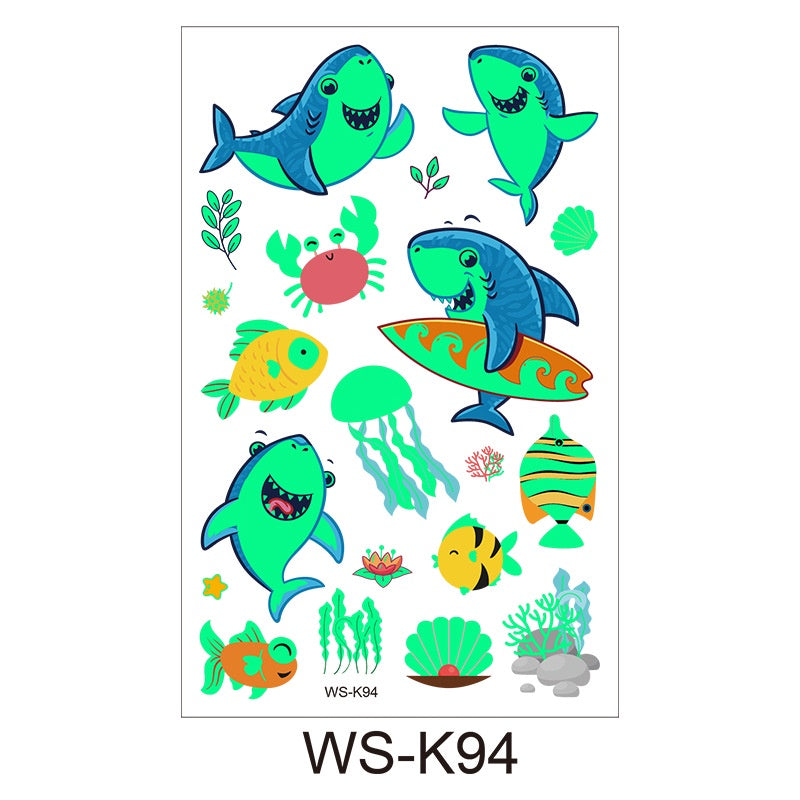 [Genuine goods in stock] Cartoon luminous tattoo stickers are durable, beautiful and fashionable. Personalized tattoo stickers include dinosaurs, mermaids,, luminous stickers