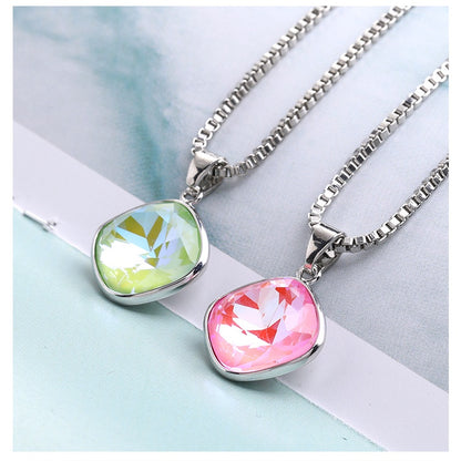 Korean Style Beauty Color Cushion Shaoe Alloy Crystal Rhinestone Pendant